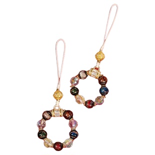 灵隐香灰琉璃手机挂件小五福女款五路财神手机链指环钥匙扣吊坠