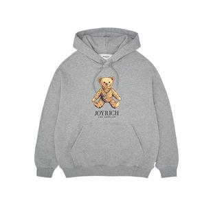 JOYRICH春秋季男女同款美式街头经典富乐熊宽松连帽套头印花卫衣