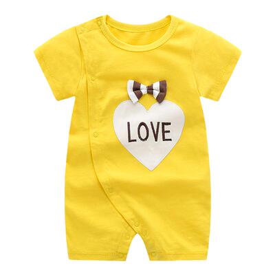 夏季短袖薄款红色纯棉爬服连体衣