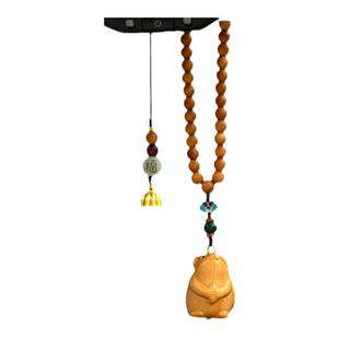 崖柏木雕可爱生肖鼠汽车挂饰十二生肖车载网红车内饰品后视镜挂件