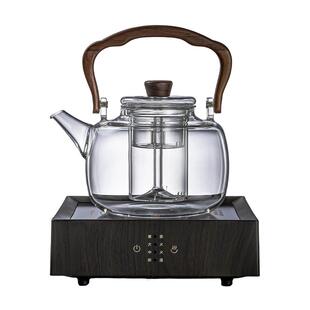 容山堂玻璃烧水壶2025新款蒸煮茶壶泡茶壶家用电陶炉实木煮茶炉
