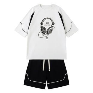 冰丝短袖t恤男孩夏季新款青少年初高中学生套装大童运动篮球衣服