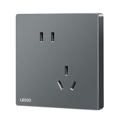 联塑开关插座家用纤越超薄开关面板墙壁86型灰色一开双控五孔插座