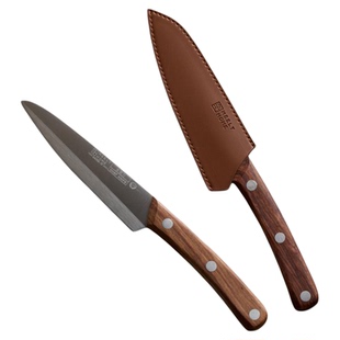 米立风物花梨木柄不锈钢水果刀家用切片刀果蔬削皮刀料理刀带刀套