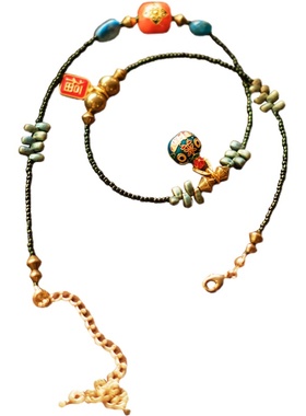 屿棠吞金兽手链项链原创老金珐琅彩新年寓意国潮首饰镀金配件送礼