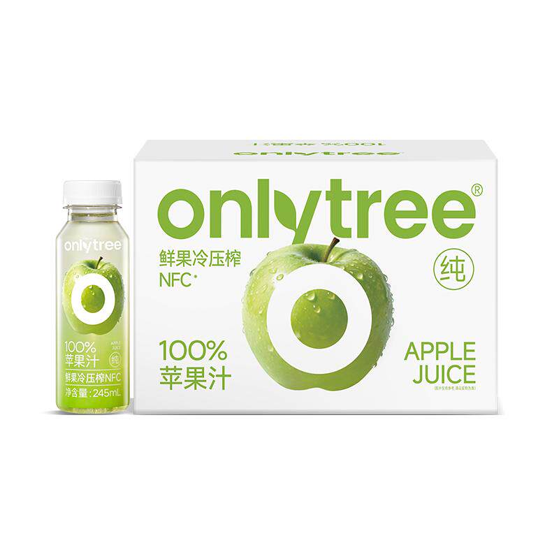 onlytree100%苹果汁NFC鲜榨纯果汁饮品酸甜解渴清爽饮料瓶装整箱
