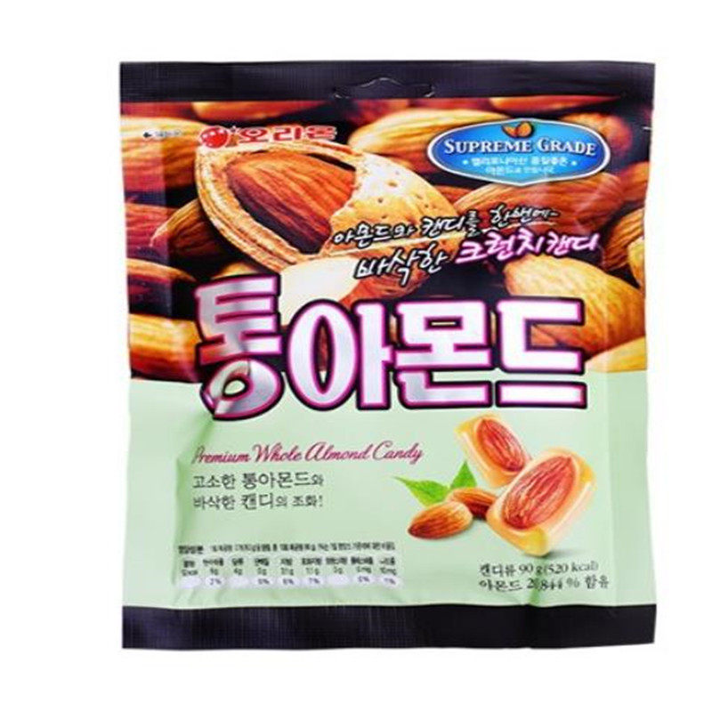 韩国进口好丽友扁桃仁糖90g/袋夹心坚果仁杏仁糖牛奶味硬糖休闲零