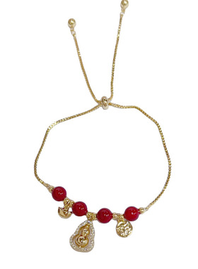 轻奢红色串珠葫芦抽拉式手链女