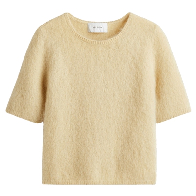 HM女装毛针织衫春季马海毛混纺温柔针织短袖T恤1307744