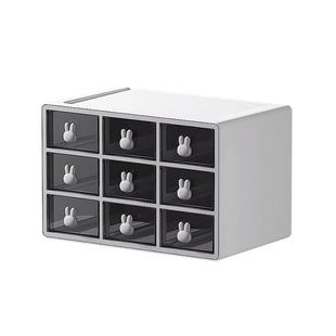 三宫格桌面收纳盒小抽屉式办公室透明整理盒学生书桌上文具置物架