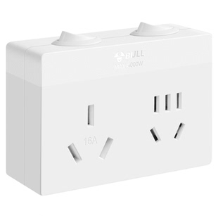 公牛大功率转换插头空调专用大孔转换器一转二16a插座开关免插拔