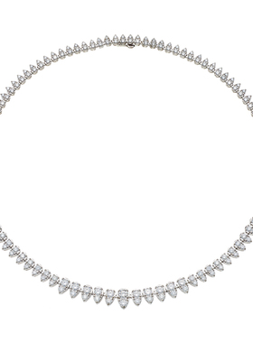 AHCHOO 高奢重工爆闪火彩水滴渐变莫桑钻项链小众网球锁骨链颈链