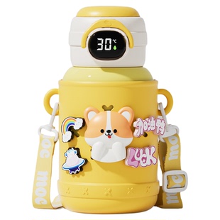 儿童保温杯男学生2026新款水杯女孩上学专用杯子可爱背带吸管水壶