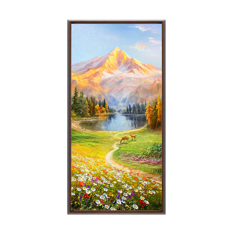 东江源日照金山聚宝盆竖版油画