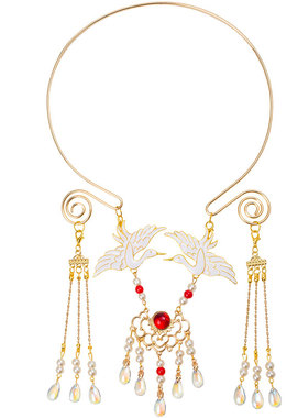 古风项圈璎珞景泰蓝汉服明制飞鹤