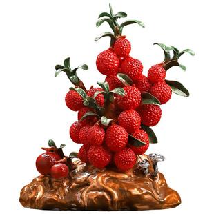 东方泥土 《大吉大利》陶瓷荔枝树家居客厅摆件新店开业乔迁礼品