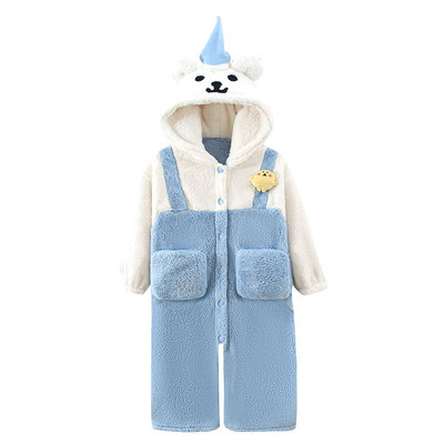儿童连体睡衣珊瑚绒小八家居服冬