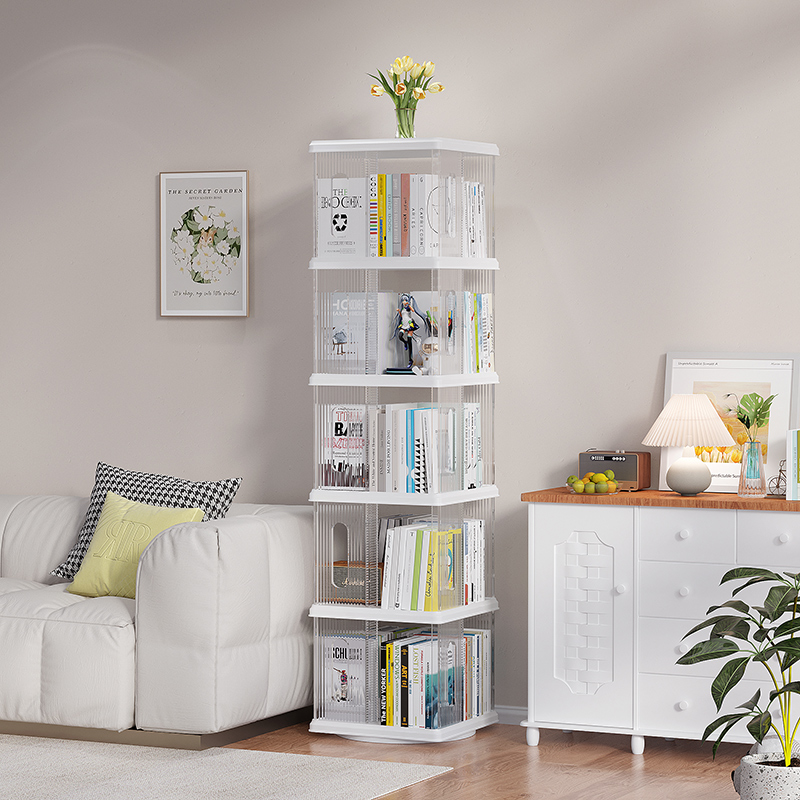 360度旋转书架落地置物架不占空间家用多层轻奢高级感儿童绘本架