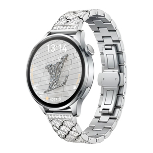 适用oppowatchx3mini表带金属镶钻鱼尾oppox2mini腕带夏季新款oppowatch4pro女生表带watchx运动watch3表带