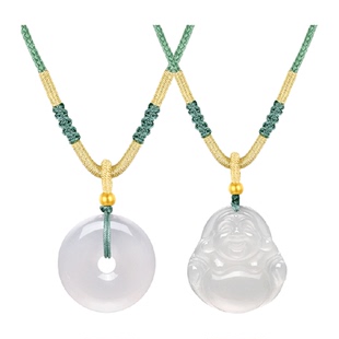 佐卡伊 足金玉髓佛公平安扣项链笑口常开笑面佛弥罗佛编绳挂坠