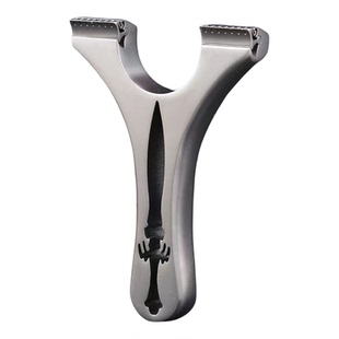 快压弹弓架不锈钢倚天剑龙齿剑扁皮筋弹弓龙齿剑户外竞技直柄夹片