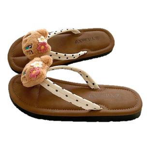 软萌甜心KT猫~！波点巨可爱软软人字拖女夏季ins外穿沙滩凉拖鞋潮