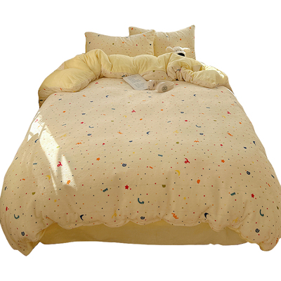 ins奶油风加厚牛奶绒四件套