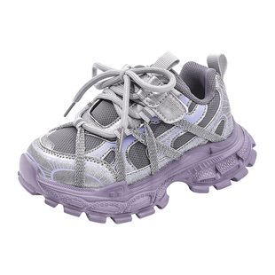 芭芭鸭女童鞋子运动鞋2026春季新款儿童跑步鞋男童洋气软底老爹鞋