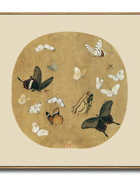 宋画小品晴春戏蝶图挂画