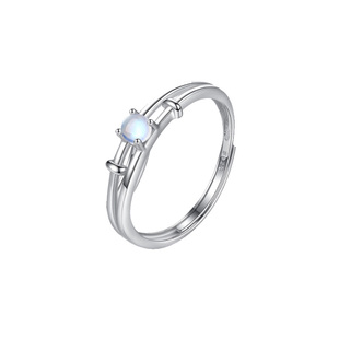 月光石纯银闺蜜戒指女二人一对学生党刻字定制高级感轻奢两人对戒