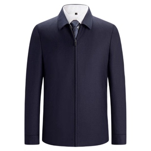 红都可机洗水洗精纺100%绵羊毛正装夹克男翻领行政商务上班外套