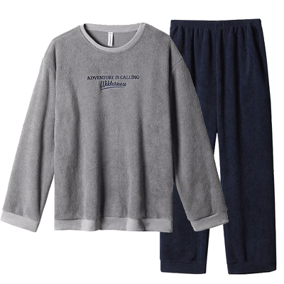 男士珊瑚绒加厚加绒睡衣家居服