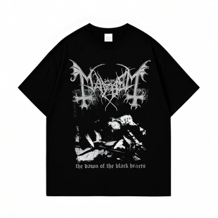 Mayhem挪威黑金属乐队印花短袖T恤男女摇滚暗黑小众纯棉上衣夏季