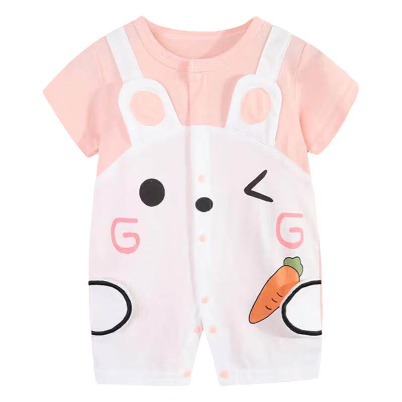 夏季装婴儿短袖哈衣开档薄款新生儿连体衣纯棉宝宝爬爬服超萌衣服