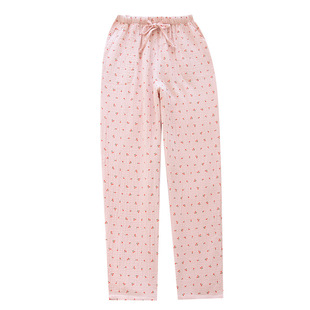 睡裤纯棉女长裤春秋小清新全棉水洗棉纱绉布宽松薄款家居裤单件