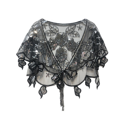 欧美范新品花朵亮片绑带小披肩