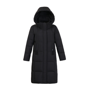 雪中飞羽绒服女2025新款时尚中长款连帽加厚妈妈保暖防寒服冬外套