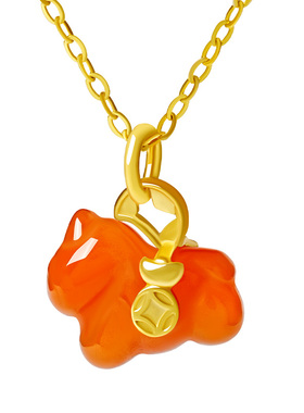 宫里上新南红玛瑙项链小马吊坠