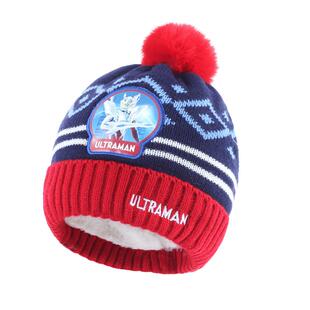 奥特曼儿童帽子冬天套头护耳加绒保暖男童小孩幼儿宝宝毛线针织帽
