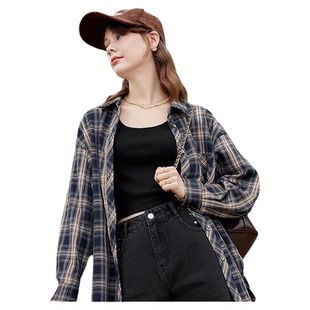 betu百图复古英伦风格子衬衫女士长袖春秋新款设计感气质衬衣上衣