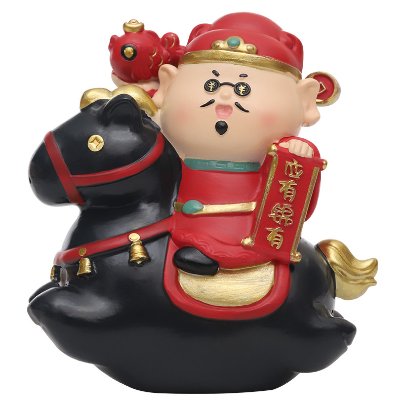 马上有钱财神摆件桌面工位吉祥物