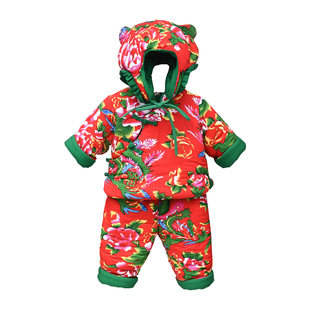 湖州织里儿童棉服三件套26年服冬装男女童加厚棉衣宝宝东北大花袄