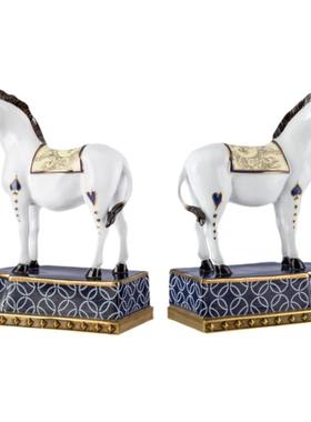 法式陶瓷桌面小马书立摆件