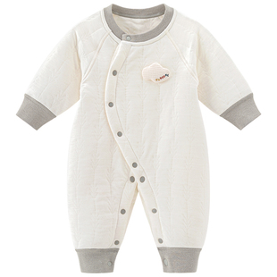 乖奇熊秋冬季宝宝连体衣夹丝保暖居家睡衣婴幼儿抑菌哈衣爬服发热