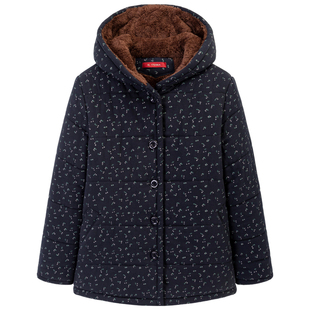 中老年女装妈妈外套奶奶冬装加绒加厚连帽棉衣老太太冬季棉袄上衣