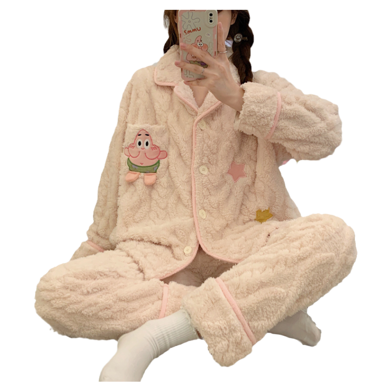 睡衣秋冬季女款可爱加厚珊瑚绒保暖法兰绒大学生玉桂狗家居服套装