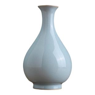 东方泥土天青釉汝瓷中式客厅博古架花瓶摆件高级感茶室插花装饰品