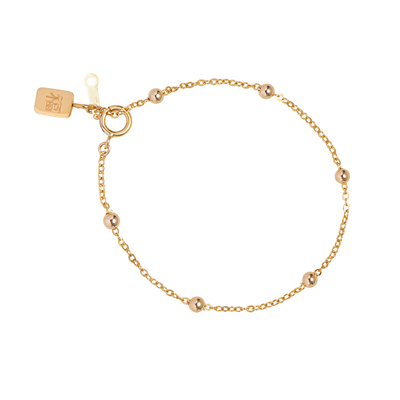 金色幸运福牌可叠戴14K包金手链