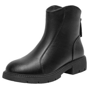 大东官方靴子短靴女2025新款冬季黑色单靴软底切尔西靴女士马丁靴