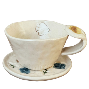 手作复古绝美咖啡杯碟高颜值拿铁杯漂亮中古咖啡杯子设计感小众